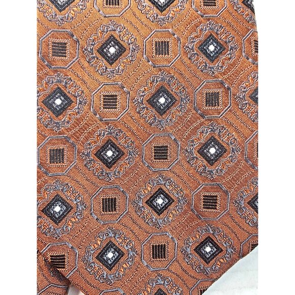 Jos. A. Bank Signature Collection Silk Tie Geometric Orange Black Mens Accessory - Picture 4 of 7